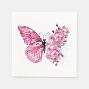 Flower Butterfly with Pink Sakura Serviette
