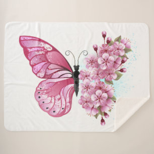 Flower Butterfly with Pink Sakura Sherpadecke