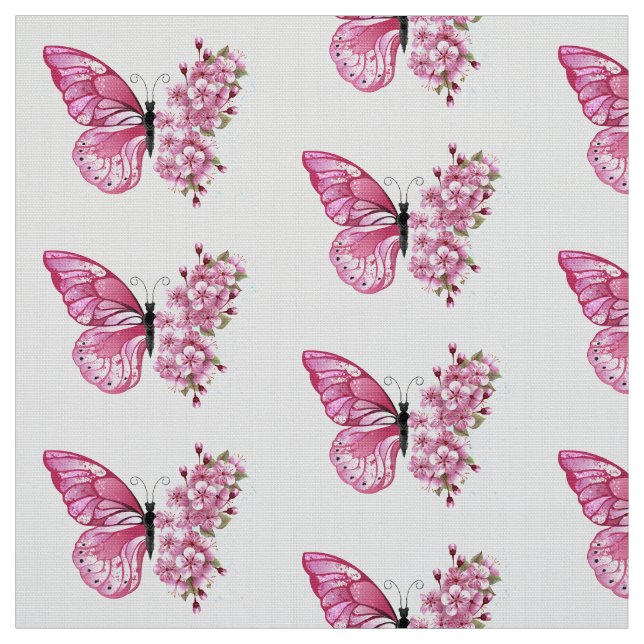Flower Butterfly with Pink Sakura Stoff (Muster)