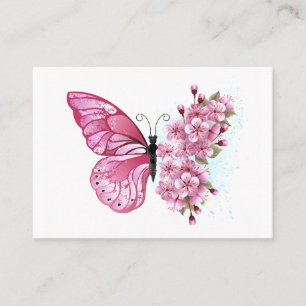 Flower Butterfly with Pink Sakura Treuekarte