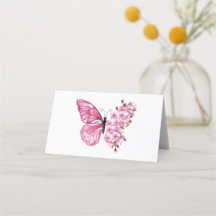 Flower Butterfly with Pink Sakura Treuekarte