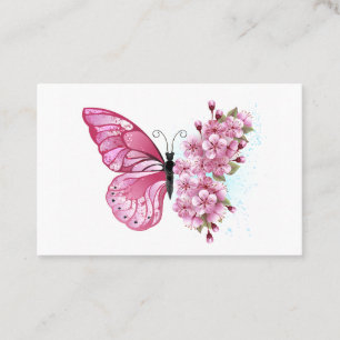 Flower Butterfly with Pink Sakura Treuekarte