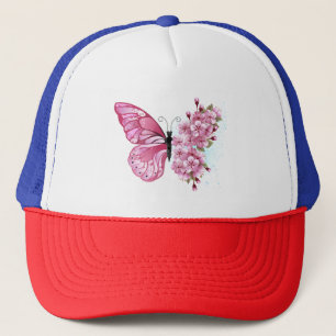 Flower Butterfly with Pink Sakura Truckerkappe