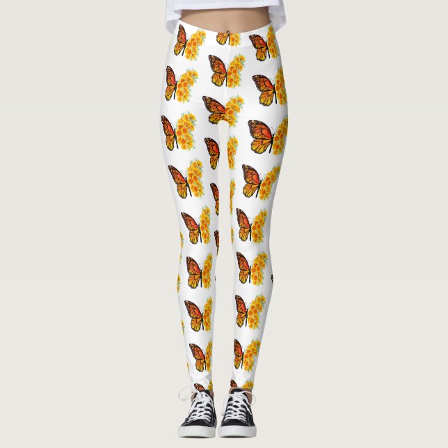 Flower Butterfly with Yellow California Poppy Leggings (Vorderseite)