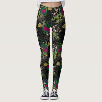 Flower Carriage Pattern Japanese classic Leggings