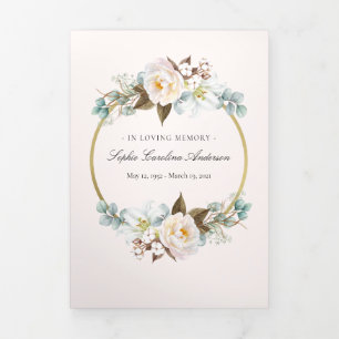 Flower Celebration of Life Program Dreifach Gefaltete Einladung