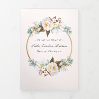 Flower Celebration of Life Program Dreifach Gefaltete Einladung