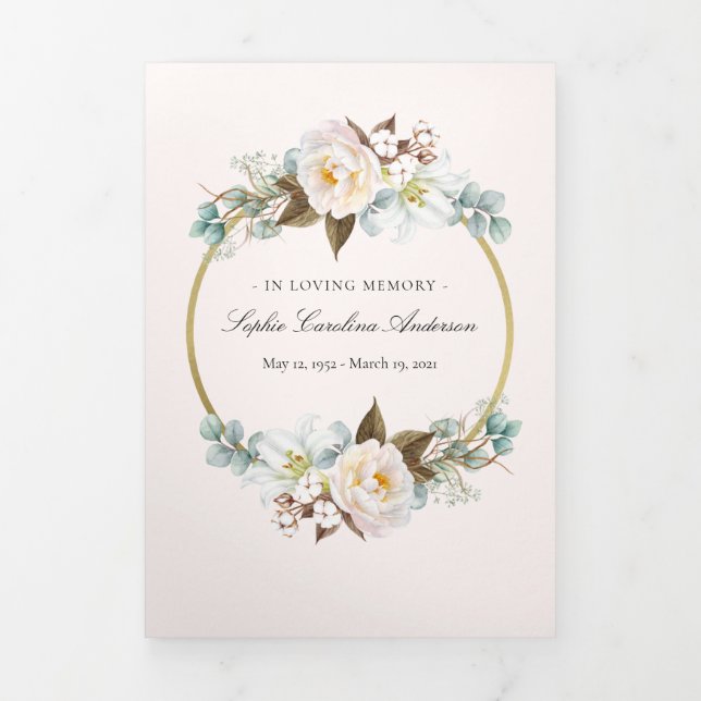 Flower Celebration of Life Program Dreifach Gefaltete Einladung (Cover)