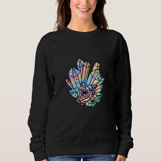 Flower Celestial Crystal Boho Hippie Pastel Fantas Sweatshirt (Vorderseite)