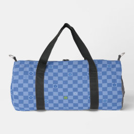 Flower Checkered Pattern No. 01 - Light Blue Duffle Bag