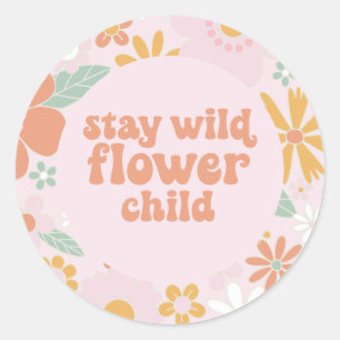 Flower Child Retro Floral Geburtstag Runder Aufkleber