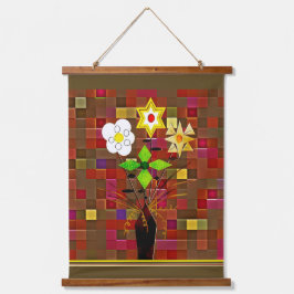 "Flower Delivery"  Wood Topped Wall Tapestry Wandteppich Mit Holzrahmen
