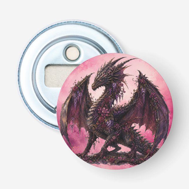 Flower-Drache | Botanischer Fantasy-Drache Flaschenöffner (Vorderseite)