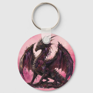 Flower-Drache Botanischer Fantasy-Drache Schlüsselanhänger