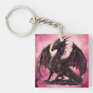 Flower-Drache Botanischer Fantasy-Drache Schlüsselanhänger