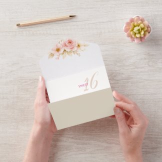 Flower Dreamy Soft Sweet 16 Birthday Invitation All In One Einladung