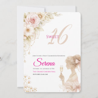 Flower Dreamy Soft Sweet 16 Birthday Invitation Einladung