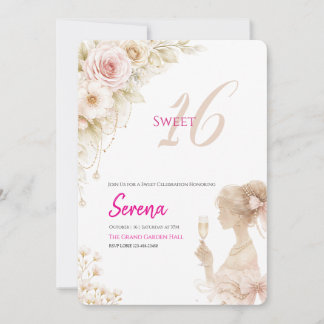Flower Dreamy Soft Sweet 16 Birthday Invitation Einladung