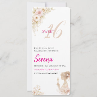 Flower Dreamy Soft Sweet 16 Birthday Note Card Einladung