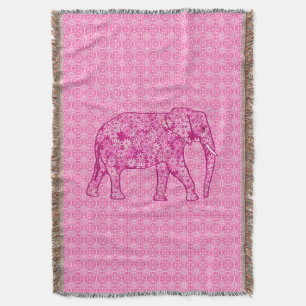 Flower elephant - fuchsia pink decke