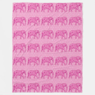 Flower elephant - fuchsia pink fleecedecke
