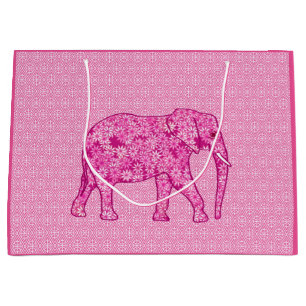 Flower elephant - fuchsia pink große geschenktüte