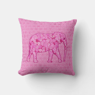 Flower elephant - fuchsia pink kissen