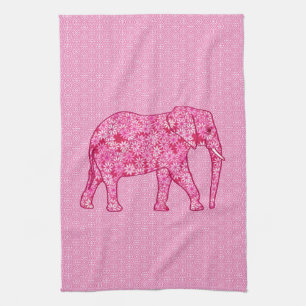 Flower elephant - fuchsia pink küchentuch