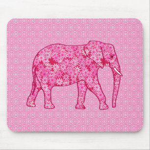 Flower elephant - fuchsia pink mousepad