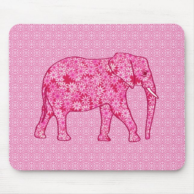 Flower elephant - fuchsia pink mousepad (Vorne)