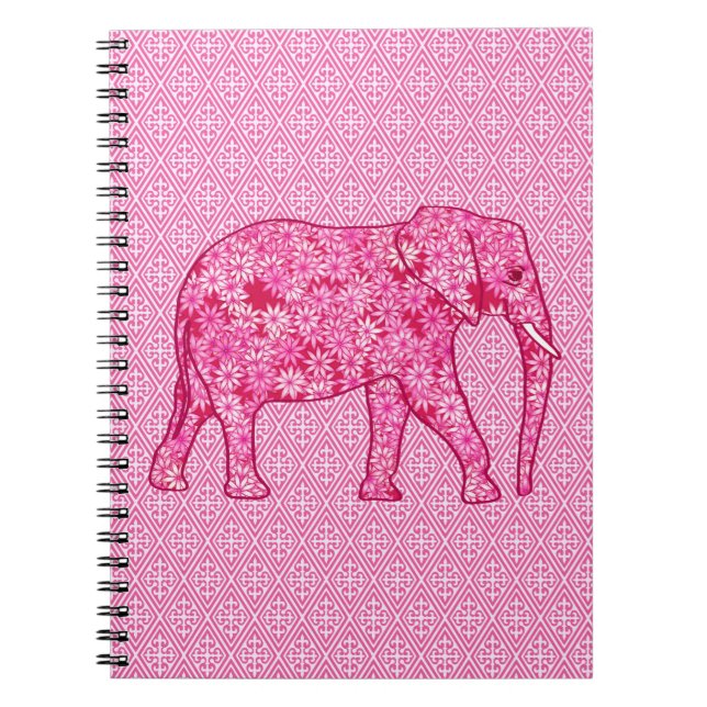 Flower elephant - fuchsia pink notizblock (Vorderseite)
