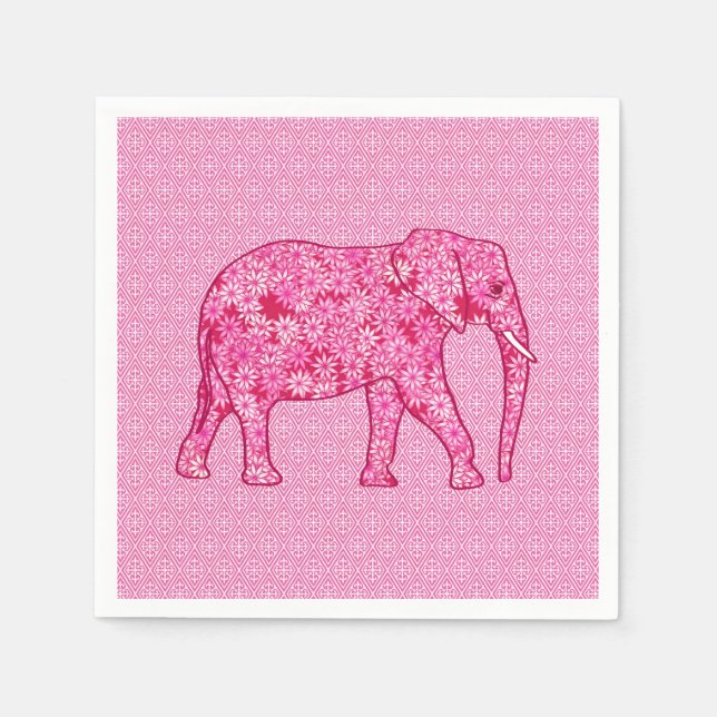 Flower elephant - fuchsia pink serviette (Vorderseite)