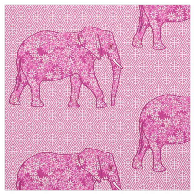 Flower elephant - fuchsia pink stoff (Muster)