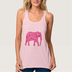 Flower elephant - fuchsia pink tank top