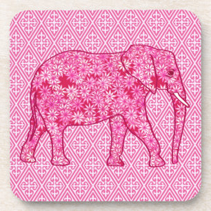 Flower elephant - fuchsia pink untersetzer