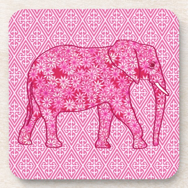 Flower elephant - fuchsia pink untersetzer (Vorderseite)