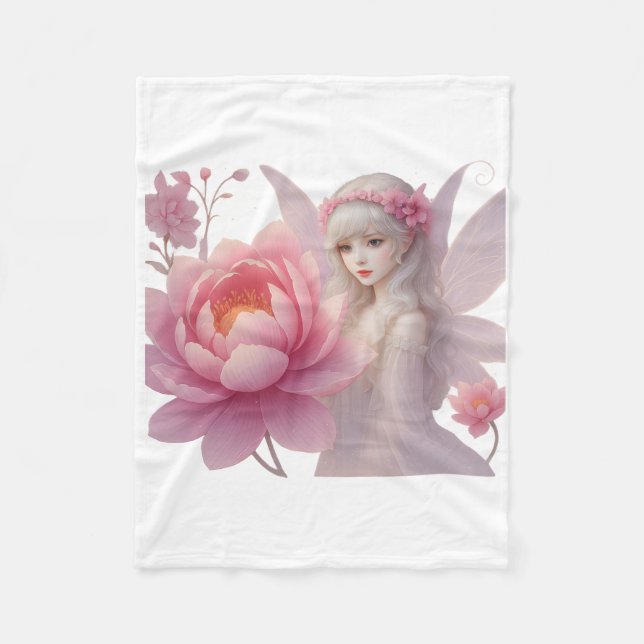 Flower Fairy Girl Ethereal Fantasy Art Design Fleecedecke (Vorderseite)