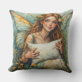 Flower Fairy Holding Pillow Kissen