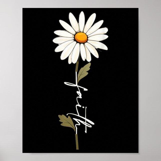 Flower Faith God Cursive Writing Jesus Cross Art O Poster (Vorne)