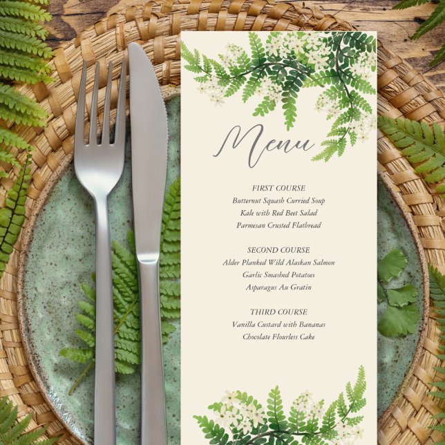 Flower Ferns Wedding Menu Menükarte (Von Creator hochgeladen)