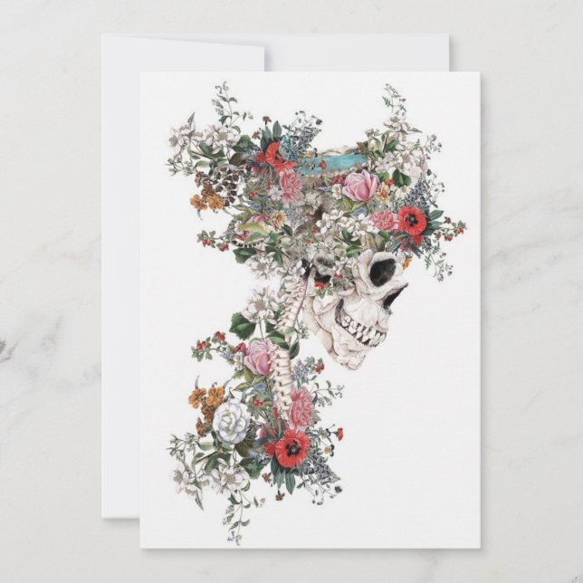Flower-filled Skeleton Einladung (Vorderseite)