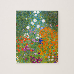 Flower Garden by Gustav Klimt Vintage Floral Puzzle