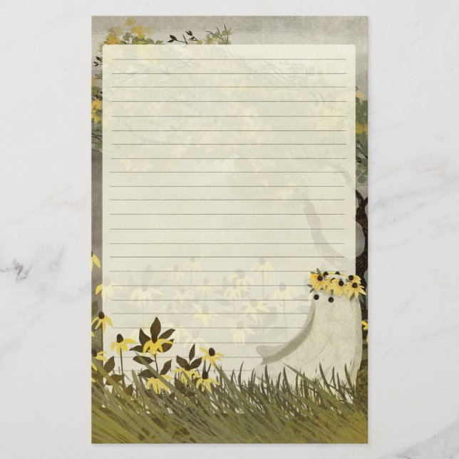 Flower Ghost - liniertes Briefpapier (Vorderseite)