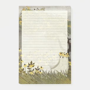 Flower Ghost - liniertes Briefpapier Post-it Klebezettel