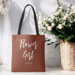 Flower Girl<br><div class="desc">Blume Girl Terracotta Brown Tote Tasche oder Hochzeit,  Brautparty,  Brautparty,  Junggeselinnen-Abschied. Karo mehr Produkte mit diesem Design in der Kollektion unten.</div>