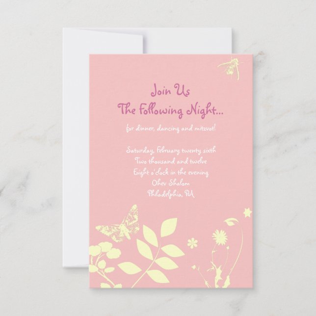 Flower Girl Bar Bat Mitzvah Einladung Party Card (Vorderseite)