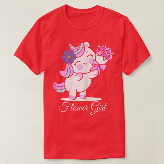 Flower Girl, Bride Unicorn Flowers Married Wedding T-Shirt (Design vorne)