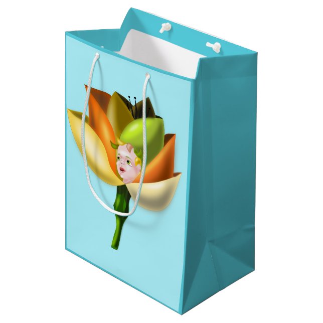 Flower Girl Geschenktasche - Anpassbar Mittlere Geschenktüte (Vorderseite Schrägansicht)