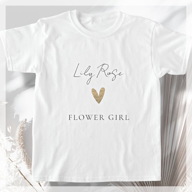 Flower Girl Gold Herz Modernes Drehbuch T-Shirt (Von Creator hochgeladen)