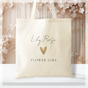 Flower Girl Gold Herz Modernes Drehbuch Tragetasche